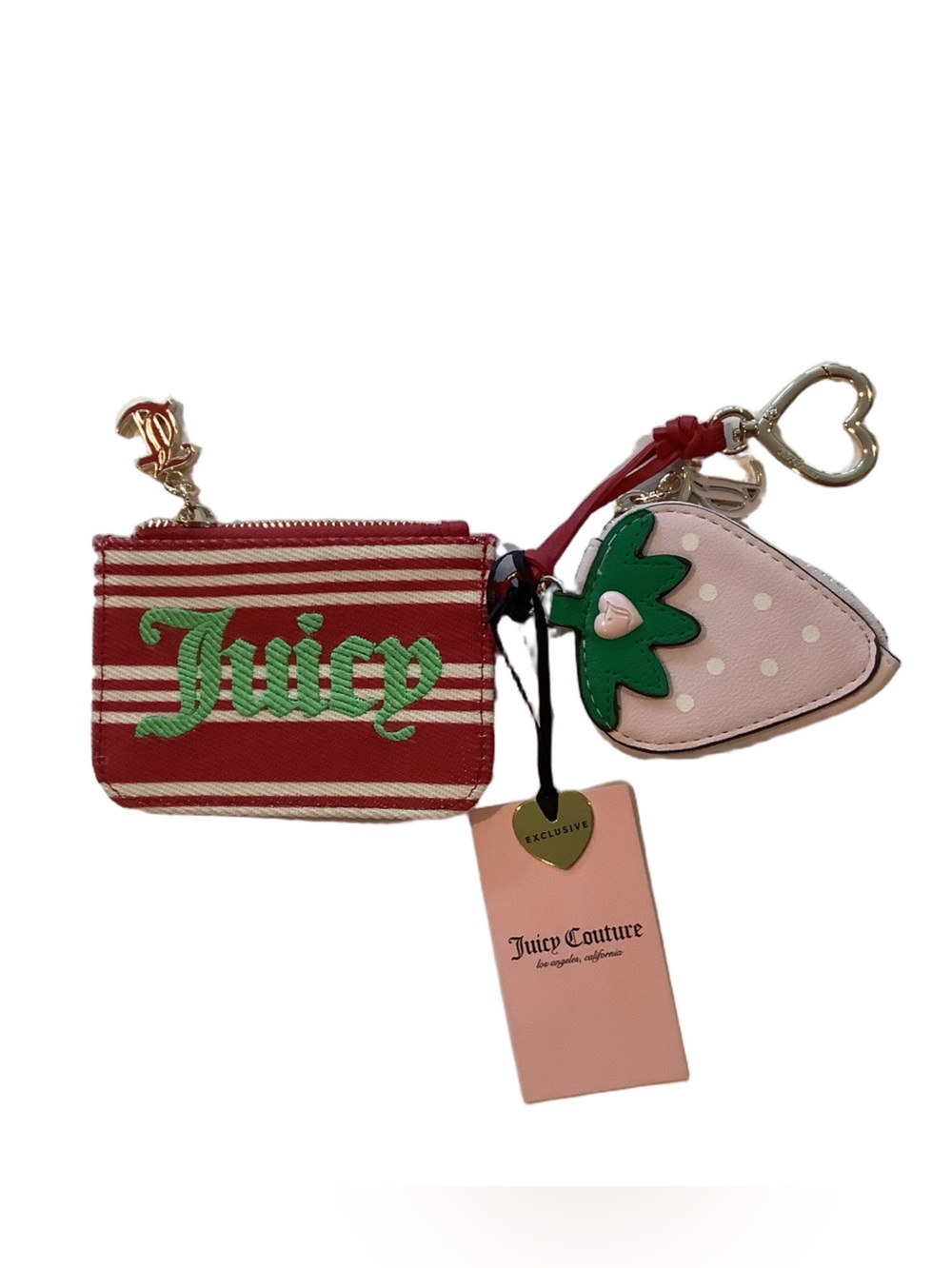 Juicy Couture Paradise Strawberry Coin Purse & Card Holder Bundle New